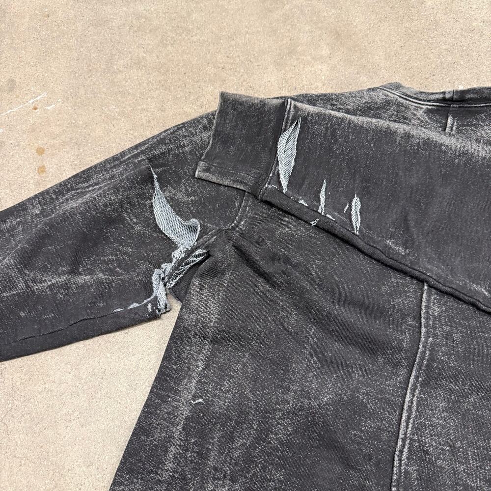 Helmut Lang Desginer Acid Wash Distressed Sweatshirt Dress Black Women Medium - Picture 6 of 8